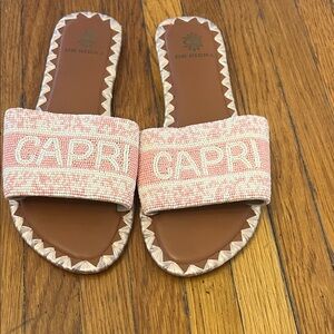 De Siena Pink and White Capri Slides